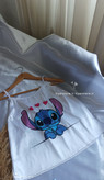 تاپ شورتک ساتن ابریشم 3017طرح استیچ Stitch سفید آبی