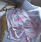 تاپ شورتک ساتن ابریشم 3032 گربه marle صورتی