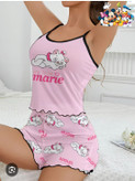 تاپ شورتک ساتن ابریشم 3032 گربه marle صورتی