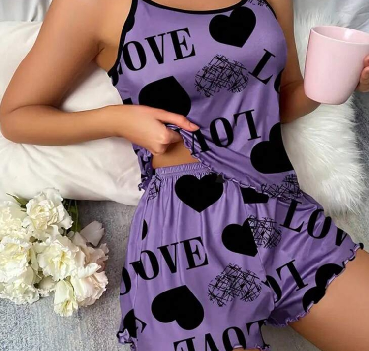 تاپ شورتک ساتن ابریشم3010 طرح love