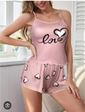 تاپ شورتک ساتن ابریشم 3007 گلبهی love